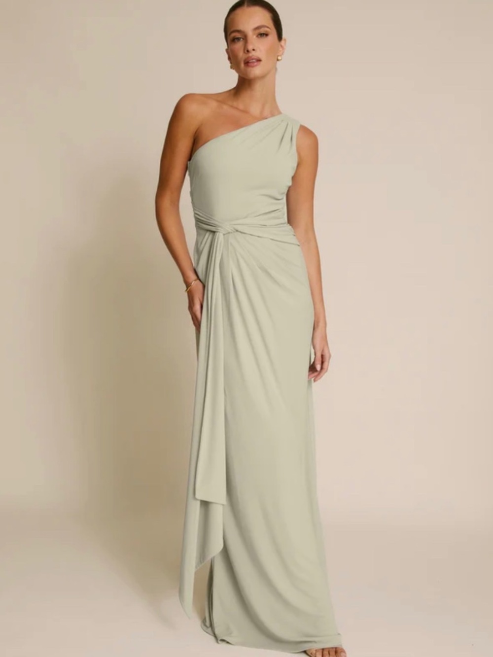 One Shoulder Sage Green Bridesmaid Dress – Tags Still Attached – Size 8
